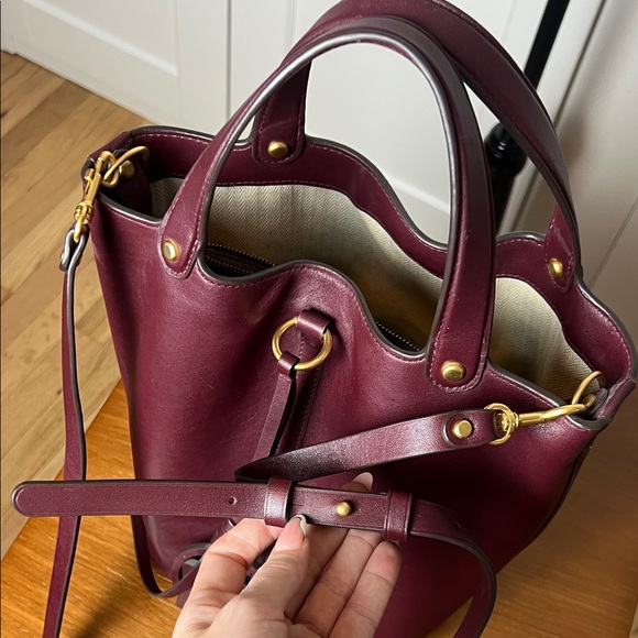 Tory Burch Miller Bucket Bag Deep Burgundy Rare Color Shoulder Bag Purse - Picture 15 of 17